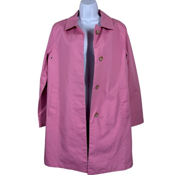 Vintage Y2K Gap Pink Rain Button Up Trench Coat Women's Medium 2000s Preppy - Picture 2 of 15